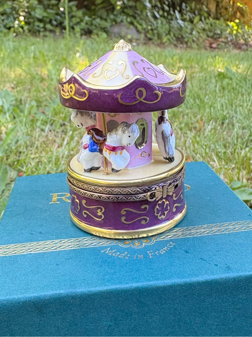Purple Merry Go Round Carousel Carnival Ride Limoges Box Porcelain Figurine